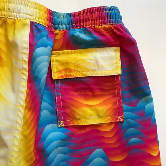 Psycho Bunny Print Shorts Swim Trunks Boys 10 12 Medium Blue Pink Tie Dye 4.5" - Picture 10 of 11